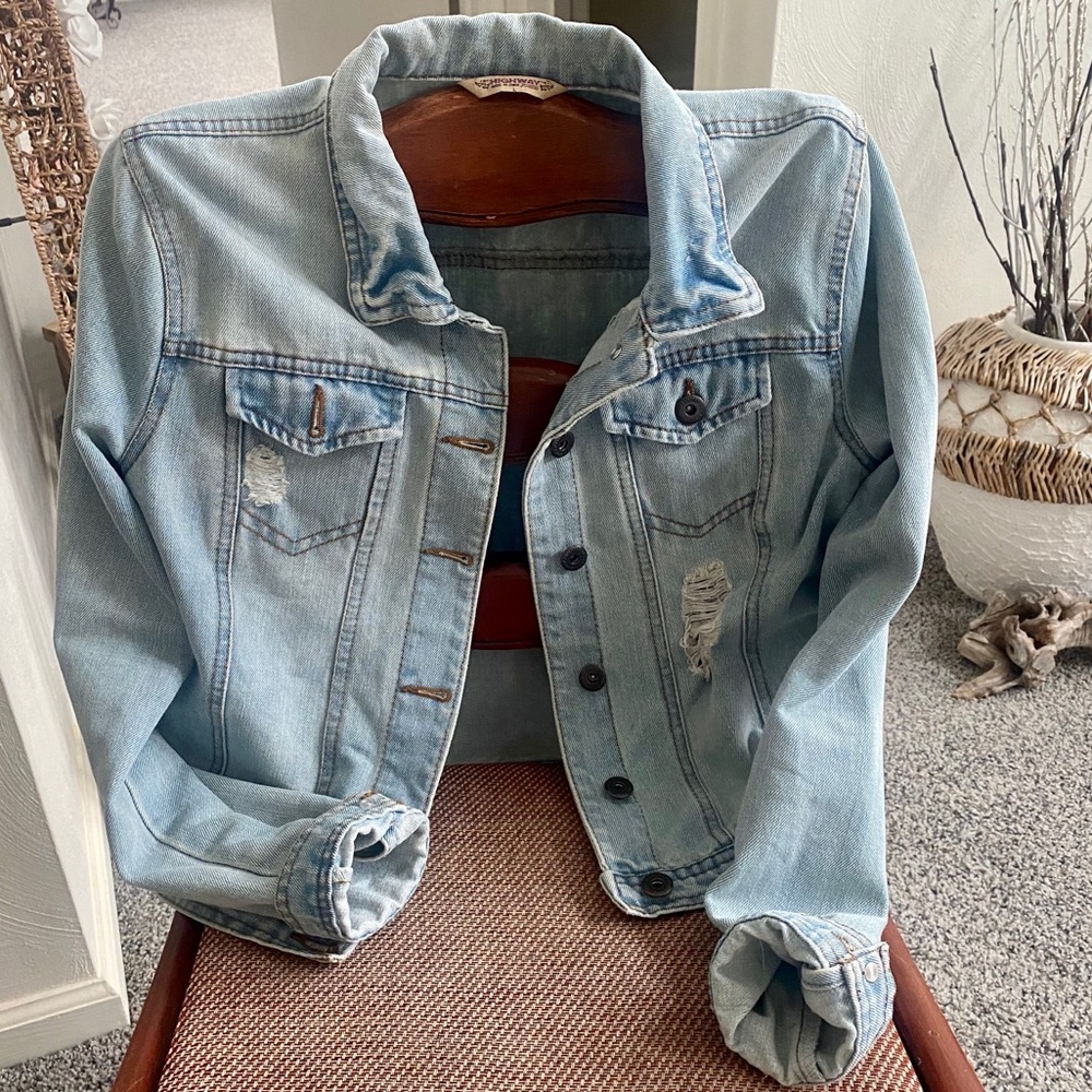 A lightweight, cropped, jean jacket